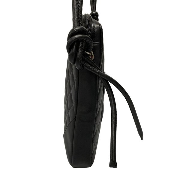 Auth CHANEL Cambon Line Medium Pochette A25178 Black Leather Shoulder Bag - Picture 6 of 16